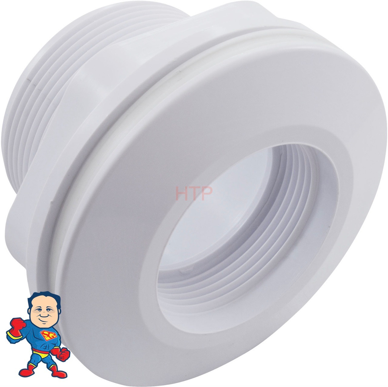 Wall Fitting, Fiberglass Long Body, 1-1/2"mpt x 1-1/2"fpt, White