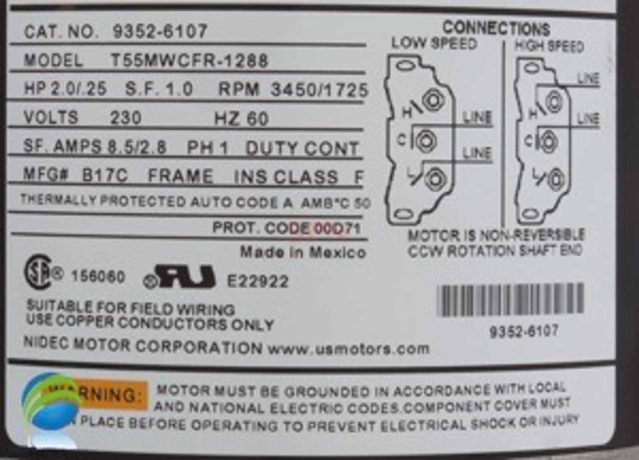 Complete Pump,Watkins, 36746, 72194, 72197, 2.0HP, 230v, 48 frame, 2" x 2", 1 or 2 Speed 8.5A, Vendor Code 4081