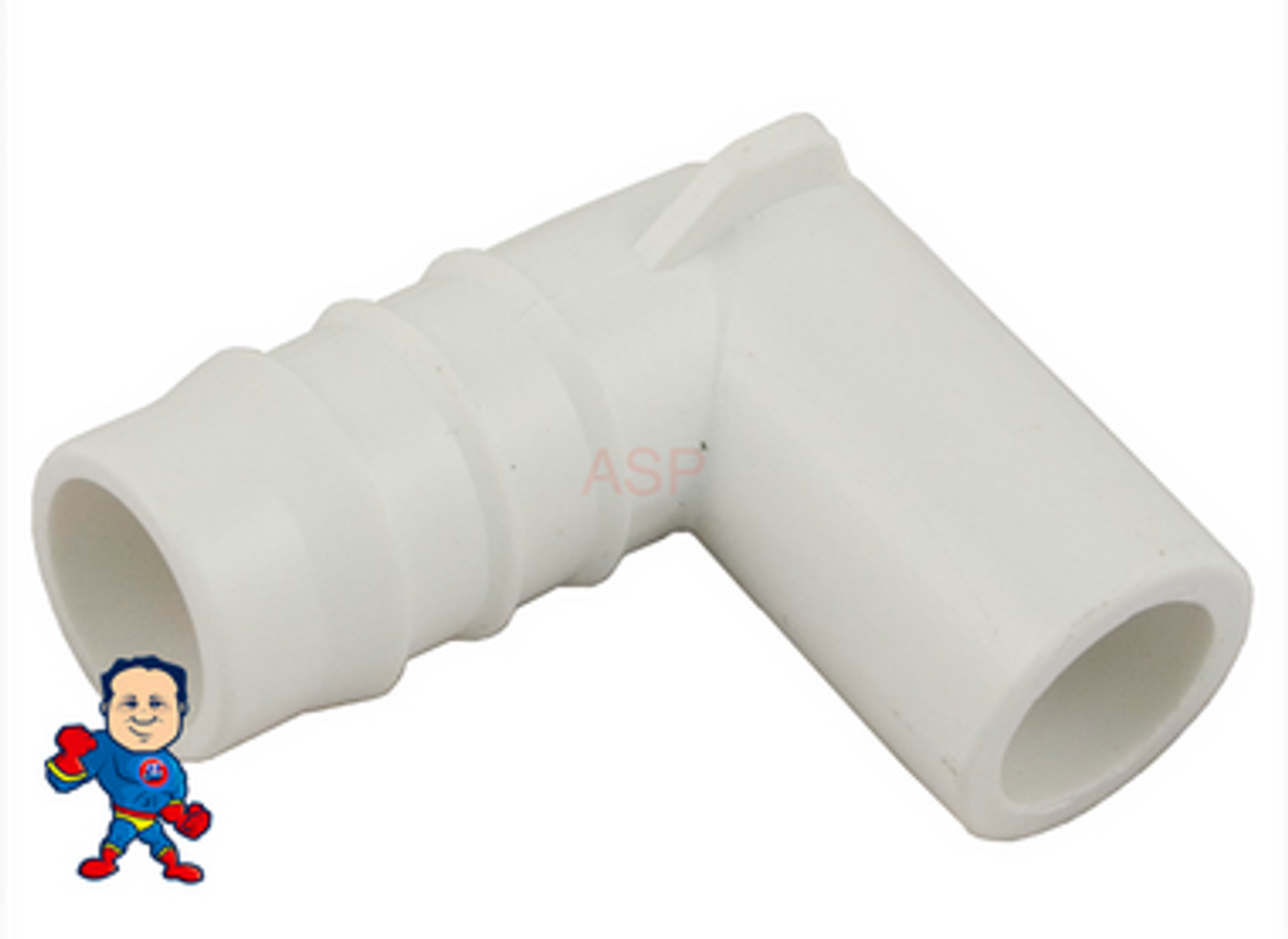 Adapter, 1/2" Spigot x 3/4" Barb, 90