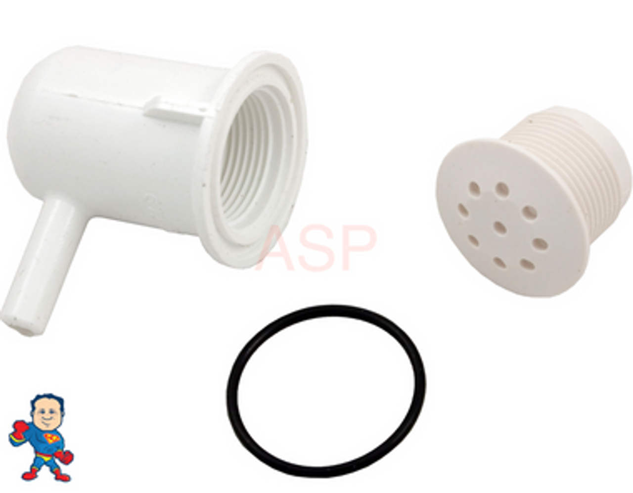Air Injector, Top Flo, 3/8"b, 90° ELL Body, White, Salt & Pepper Style