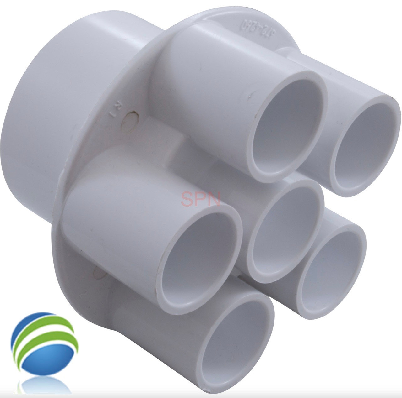 Manifold, 3/4" Slip, 6 Port, Transition, 2" Slip