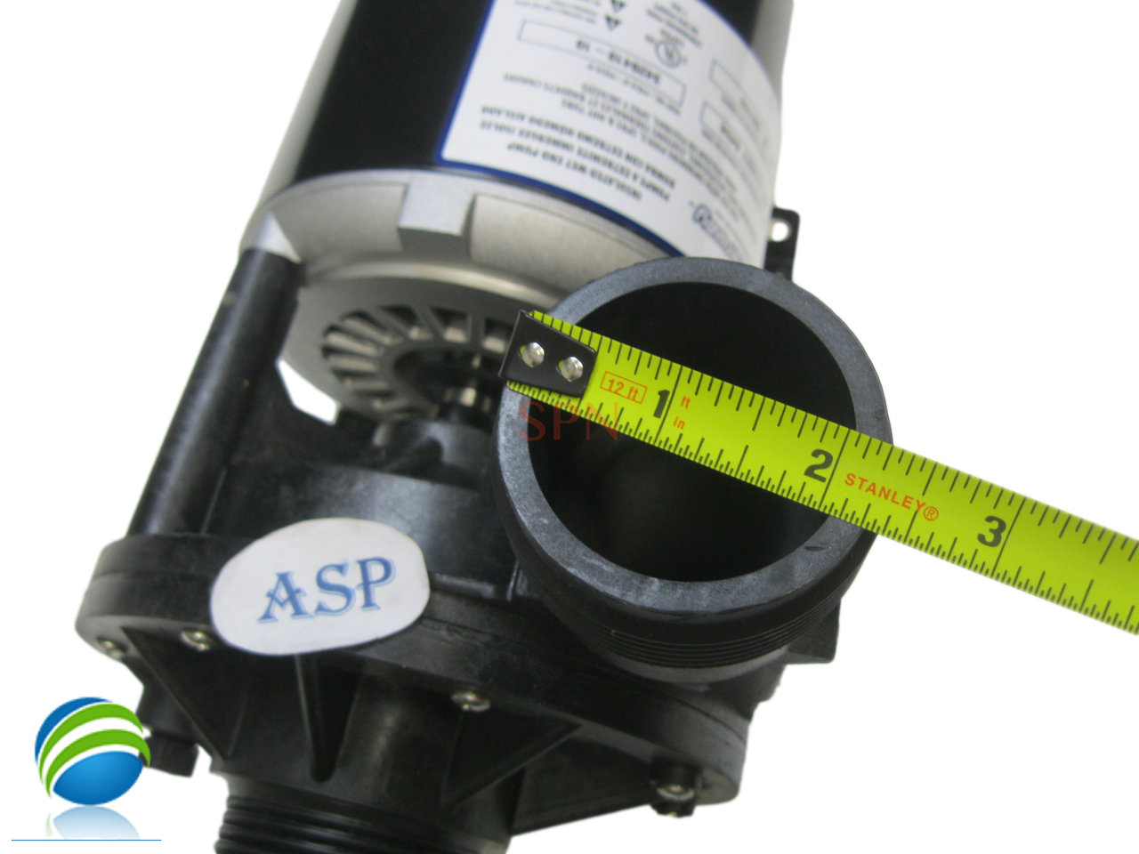 The inlet and outlet measure about 2 5/16" across the threads..
Complete Pump, Aqua-Flo, FMHP, 2.0HP, 230v,48fr, 1-1/2", 1 or 2 Speed 8.5A