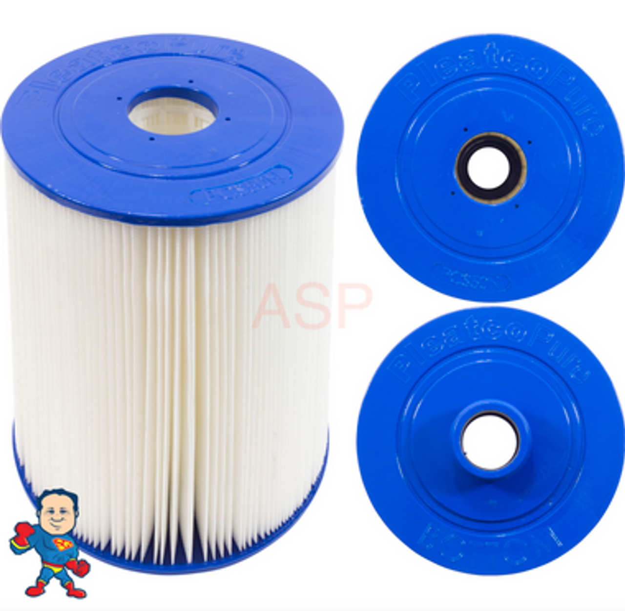 Filter, Cartridge, 50sqft, 2-1/16"ot, 2"male slip barb, 8" Wide, 9" Tall, Coleman and Maax