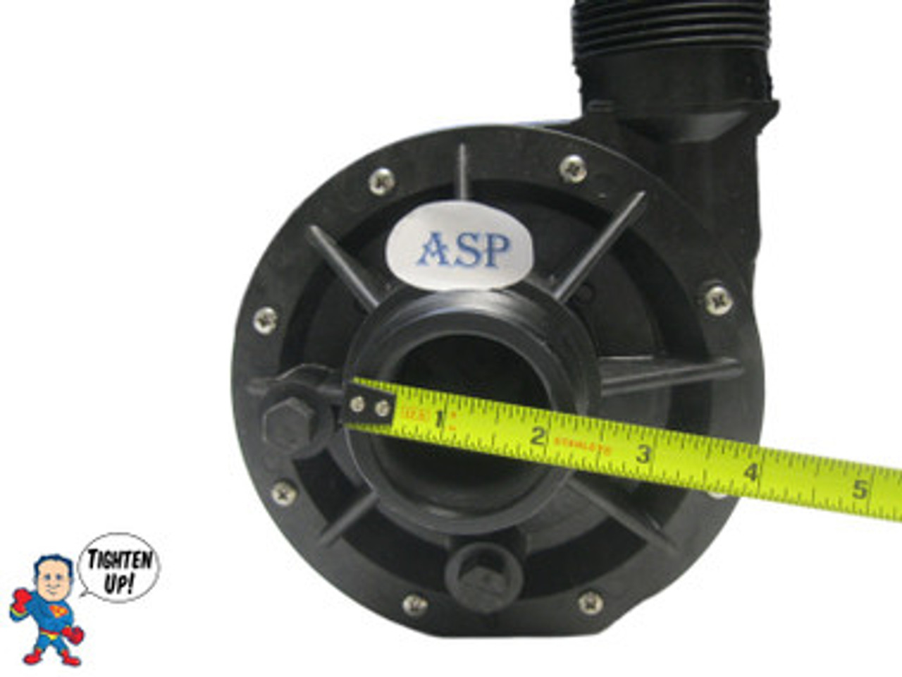 Wet End, Aqua-Flo, FMHP, 1.0HP, 1-1/2", 48 frame, 8.0A/230V, 12A/115v
The Suction and Pressure sides both Measure about 2-3/8" Across the threads and is called 1 ½”!