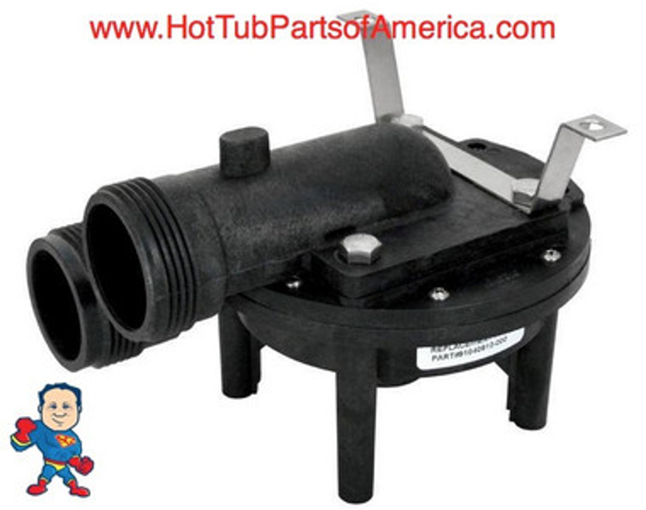 Wet End, Aqua-Flo, FMVP, 1.0HP, 1-1/2", 48 frame, 10-11A/115v Verticle Mount Pump
The Suction and Pressure sides both Measure about 2-3/8" Across the threads and is called 1 ½”!
Also the suction side of this wet end can be used in any position you simply unscrew the four bolts in the front and turn it and tighten the bolts back in and you are done...