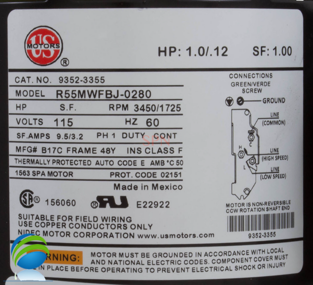 The inlet and outlet measure about 2 5/16" across the threads..
Complete Pump, Aqua-Flo, FMHP, 1.0HP, 115v, 48fr, 1-1/2", 1 or 2 Speed