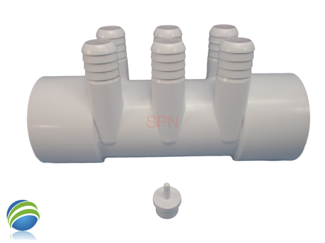 Manifold Hot Tub Spa Part 2"slip x 2"slip x (6) 3/4" Ports Water Video How To
This Manifold does come with a Plug to Plug off one barb to make this 5 barbs instead of 6...if needed...