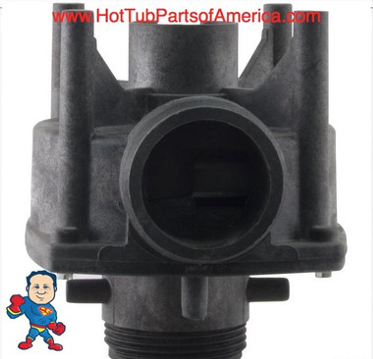 Note: We have a link in the description for a replacement wet end that will work since This Wet End is no longer available but we do have an alternative which is not an exact replacement but will work as long as your connecting plumbing is not rigid and can be move a little.. Meaning your pump is plumbed with flexible pipe so the union connections can be adjusted..


Wet End,Bath, Garden, Tub,  GG Mark III, 0.75hp, 1-1/2",mbt, 48fr 
The Threads are consider to be 1 1/2" which would measure about 2 3/8" across the threads...
