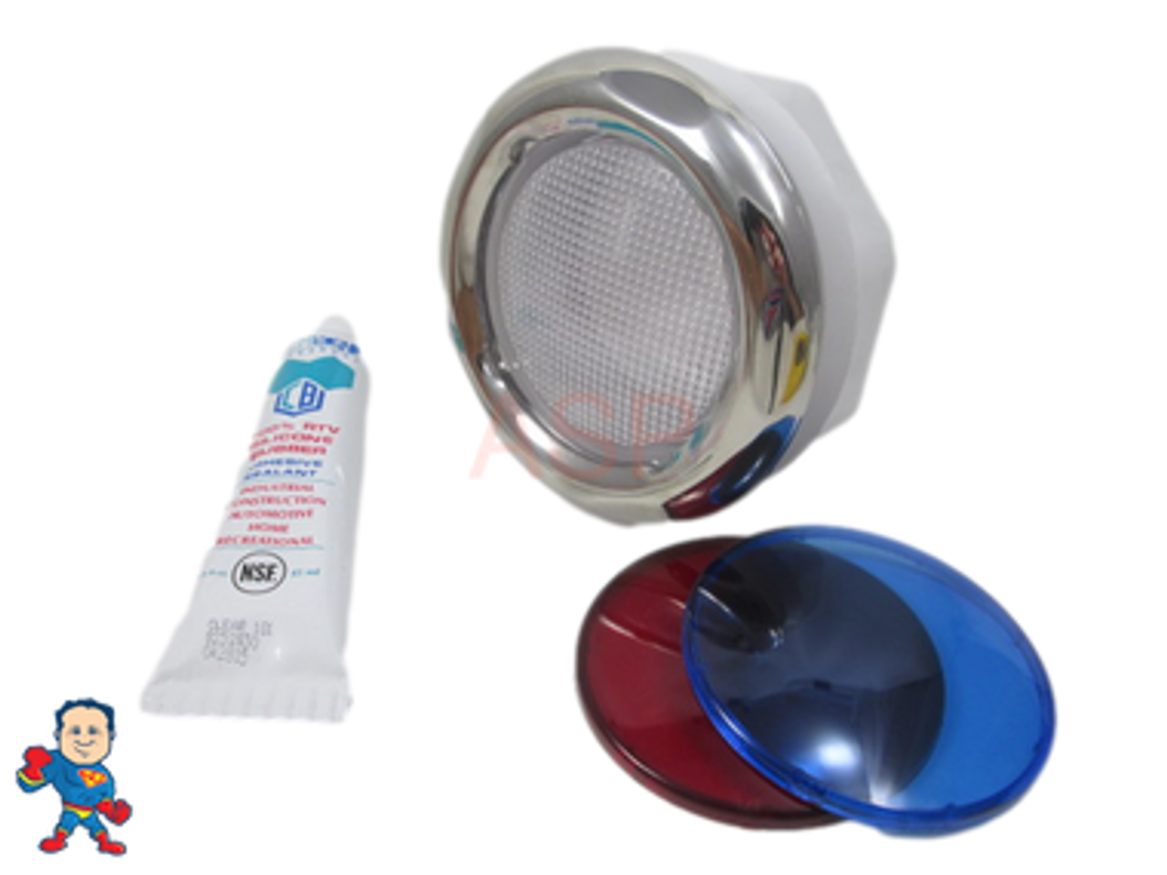 Spa Hot Tub Chrome Light Lens Red & Blue Covers Kit Silicon 5" Face How To Video