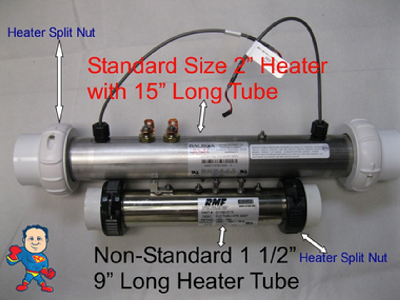 This part fits the top style heater tube as long as you have 2" plumbing which measures about 2 3/8" OD.. ..