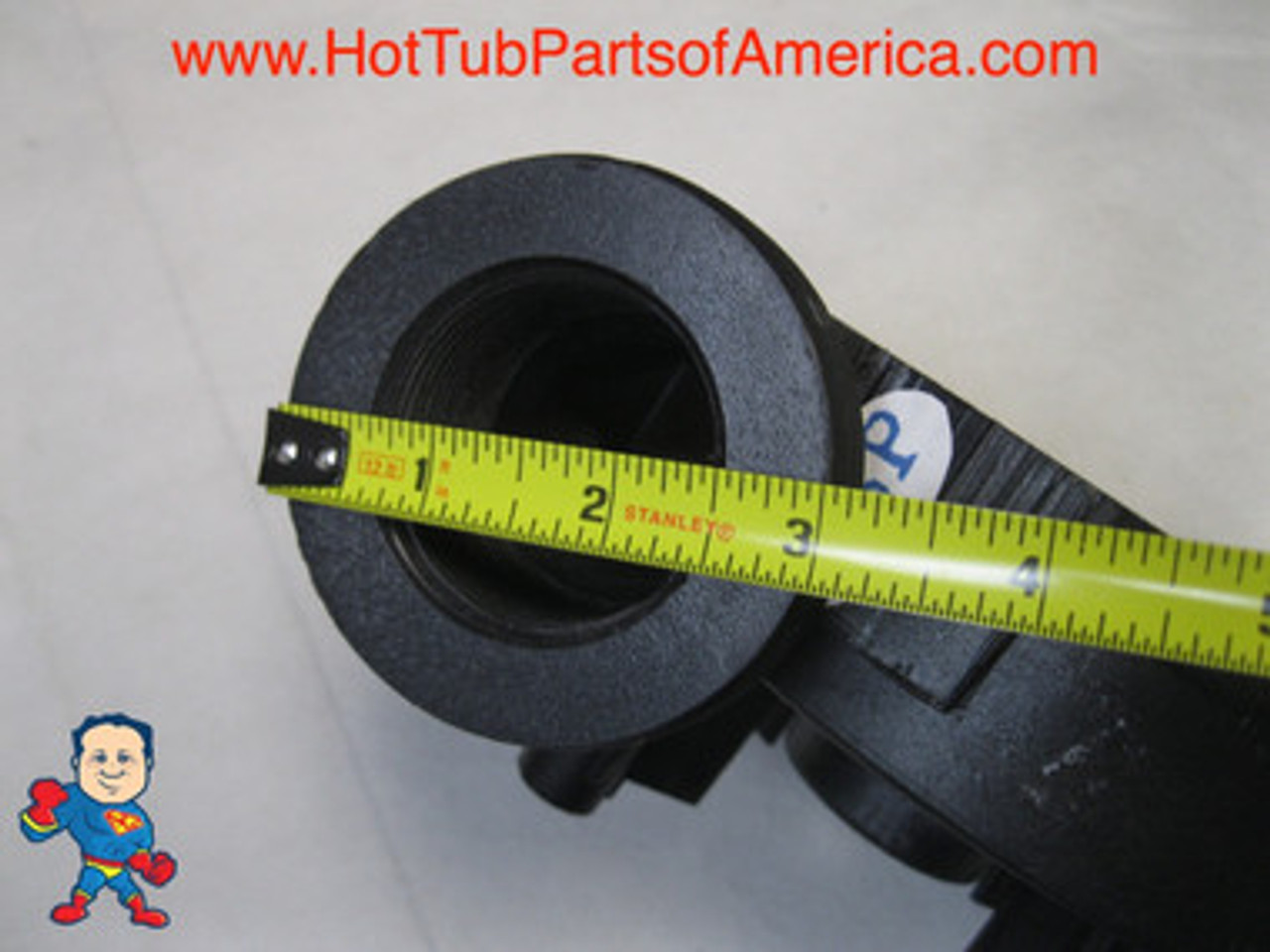 This input and output measure 3" across the threads edge to edge.. 
Wet End Pump, Waterway Hi-Flo 1.5hp 2"mbt 48fr