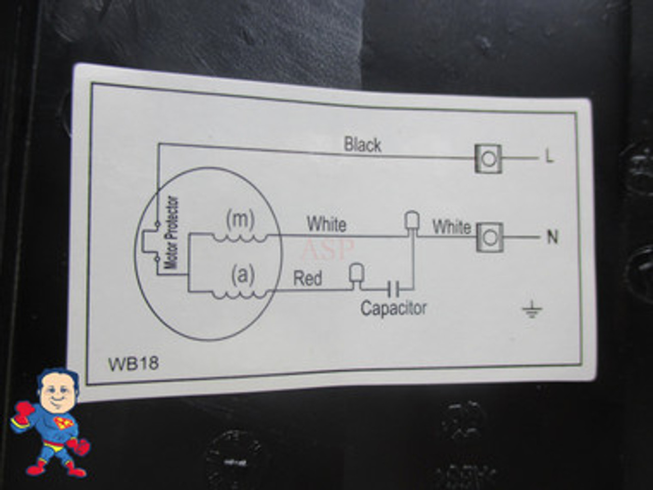 The wiring is easily able to be switched form your orignal pump to this one you put the White on the "N" Common tab and Black on the "L" Line Tab and the Green ground...