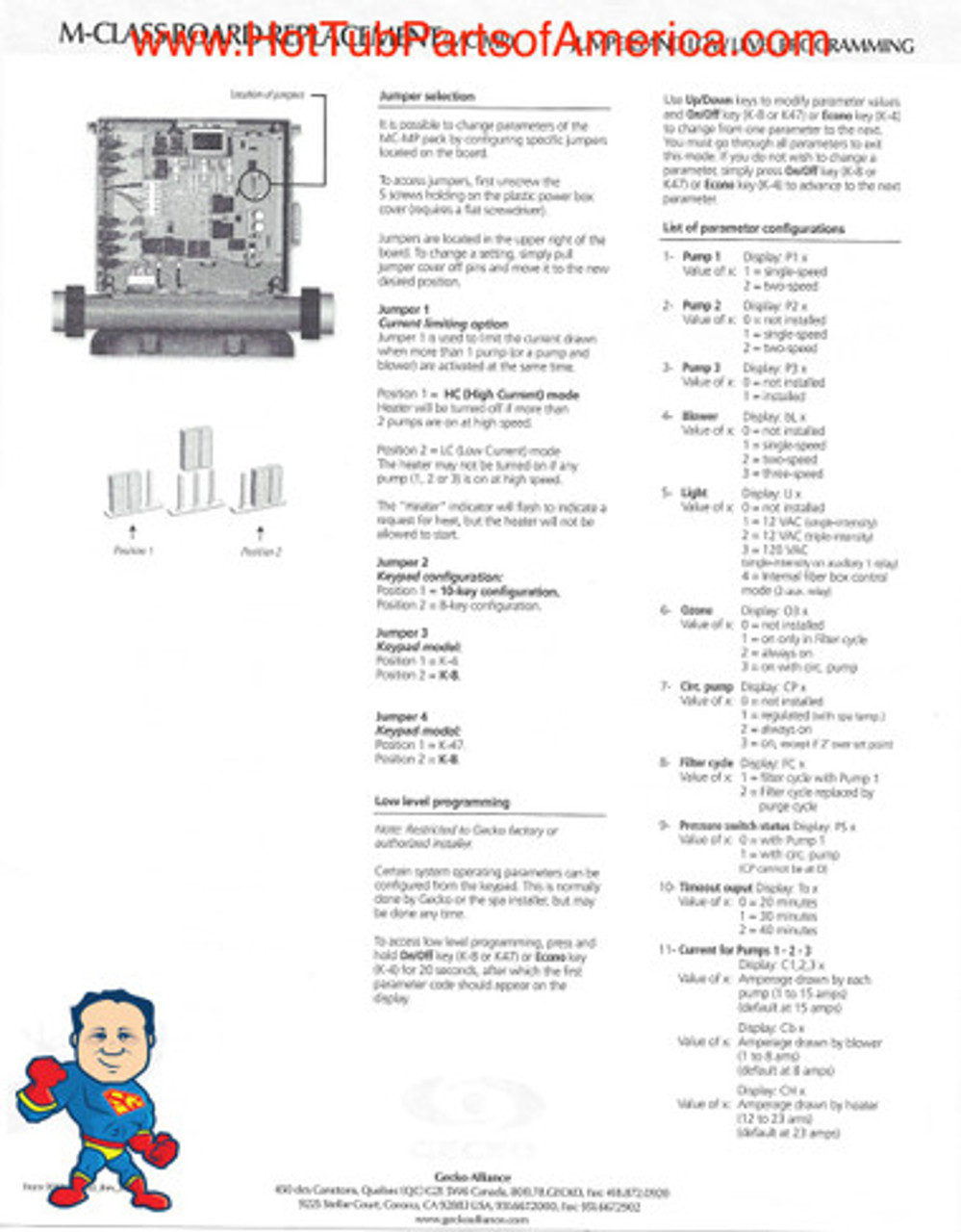 Gecko Board Retrofit, MSPA-1 thru MSPA-4, w/Transformer, Sensors