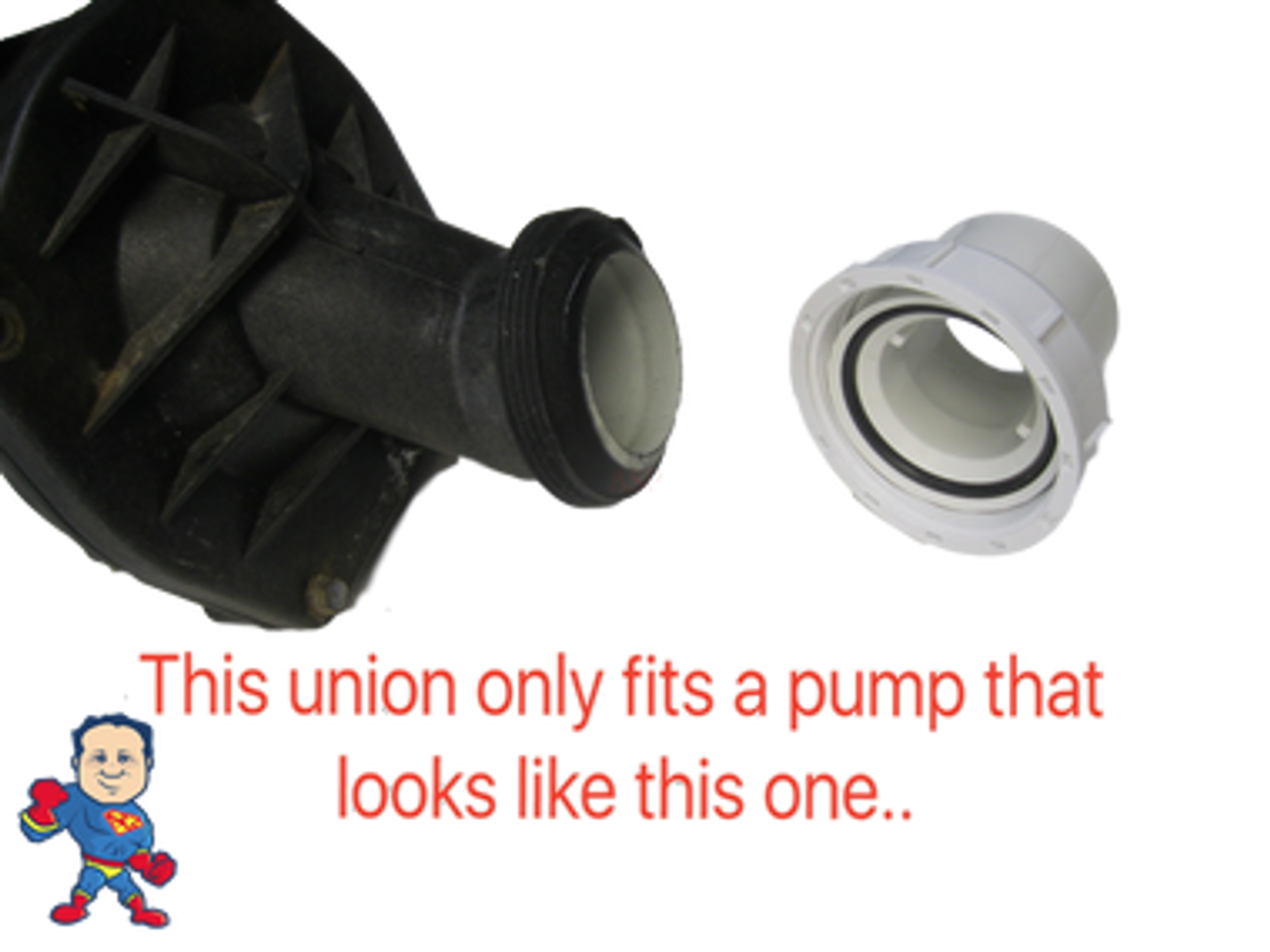 NOTE: This is a very Rare Pump union so if your pump does not have a beveled surface that the union screws to and it is flat this is not the correct one.. Look for a 2" Pump Union that measures almost the same as this one..