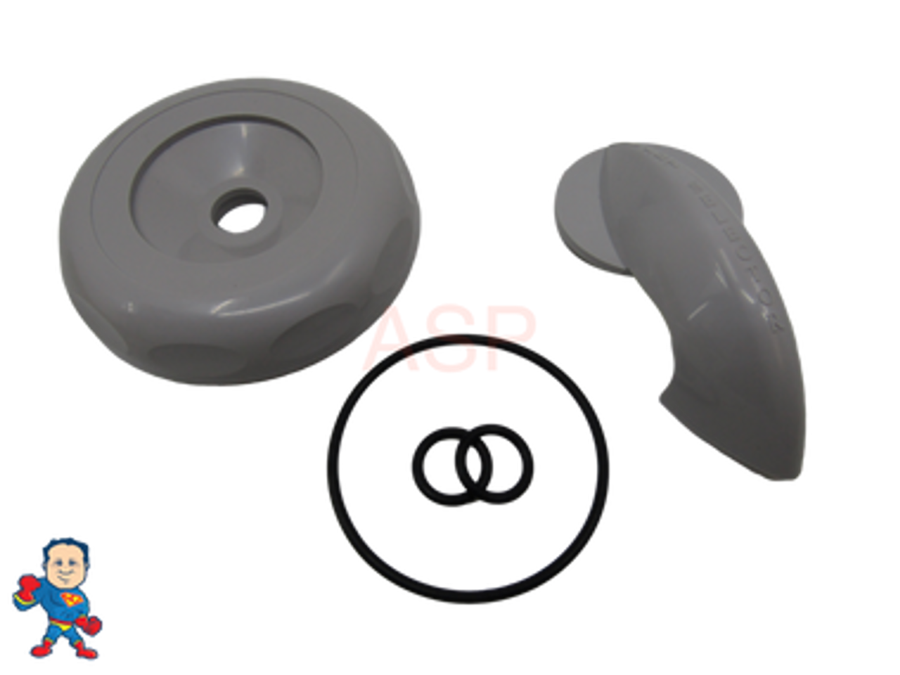 Marquis Spa Hot Tub Gray Diverter 4" Selector Handle, Threaded Cap & O-Ring Kit