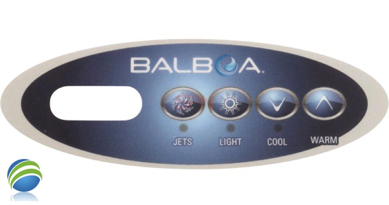 Overlay Balboa Topside 4 Button Spa Hot Tub #10 11250 Mini Oval Jacuzzi MAS260 for a Single Pump with Light.
Note: This overlay is obsolete but we will ship you the correct Balboa Generic Overlay