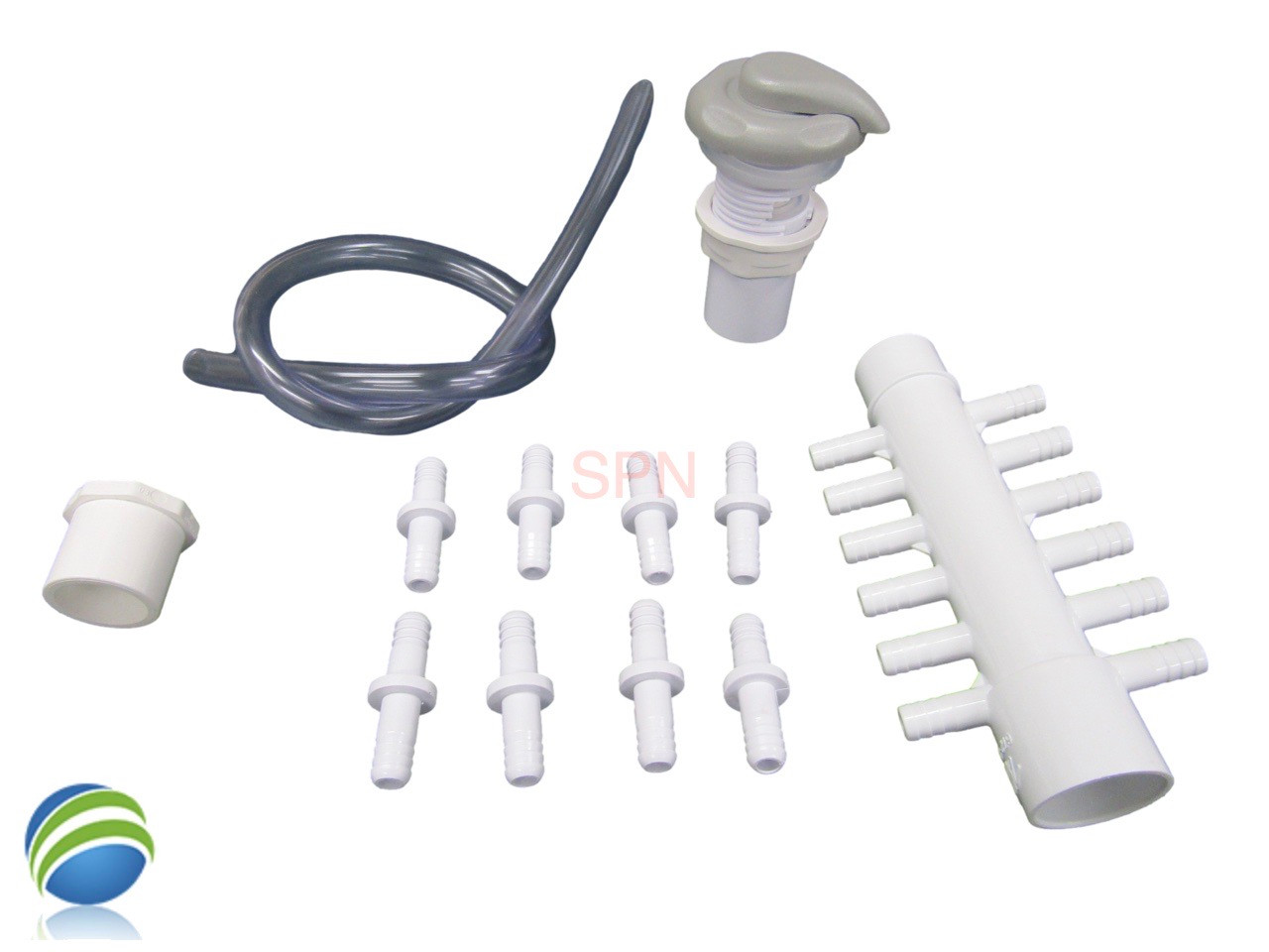 Air Manifold 12 & Control Valve Kit Gray 1" Spa Hot Tub Universal