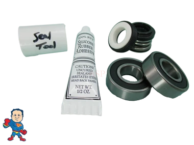 Spa Hot Tub Pump Seal & (2) Bearing Kit for 2.5HP Pump that fits Intertek 2009+ Jacuzzi®  Premium or Sundance® Video How To