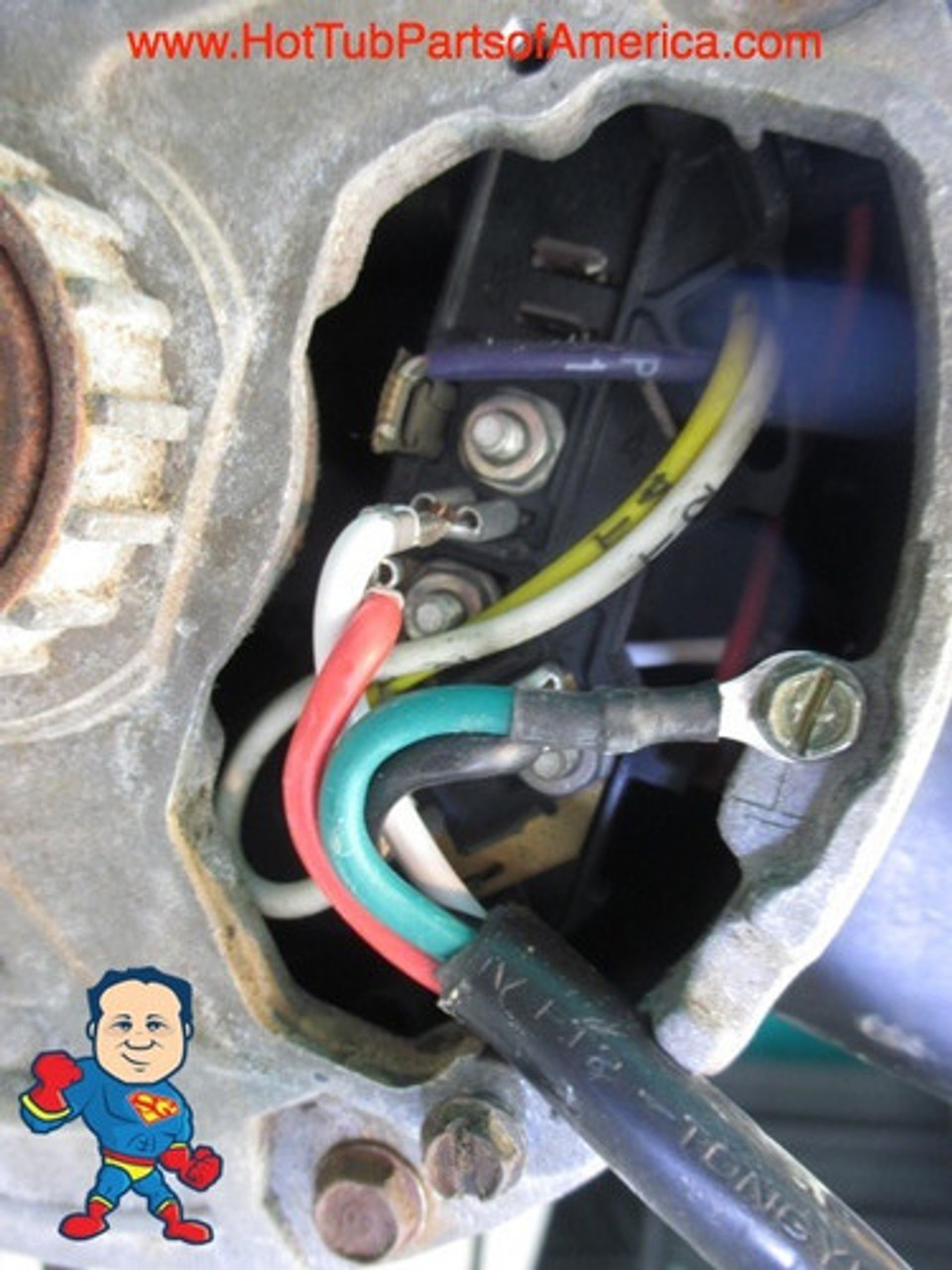 An Example of a 230V (2) Speed GE motor wiring on the Motor End:
Low Speed Black wire goes on (2)
High Speed Red Wire goes on (3) 
Common or Neutral White Wires goes on (1) Note: In this case this wire would be Hot 115V..
Green goes on 1/4" Screw to the body cover...
Pay no attention to the colors they show by the speeds...