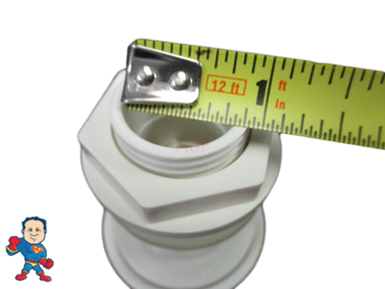 Air Control Valve 1-1/16" Hole Size , 2" Face Diameter, Smooth White, 1/2" Plumbing Connection