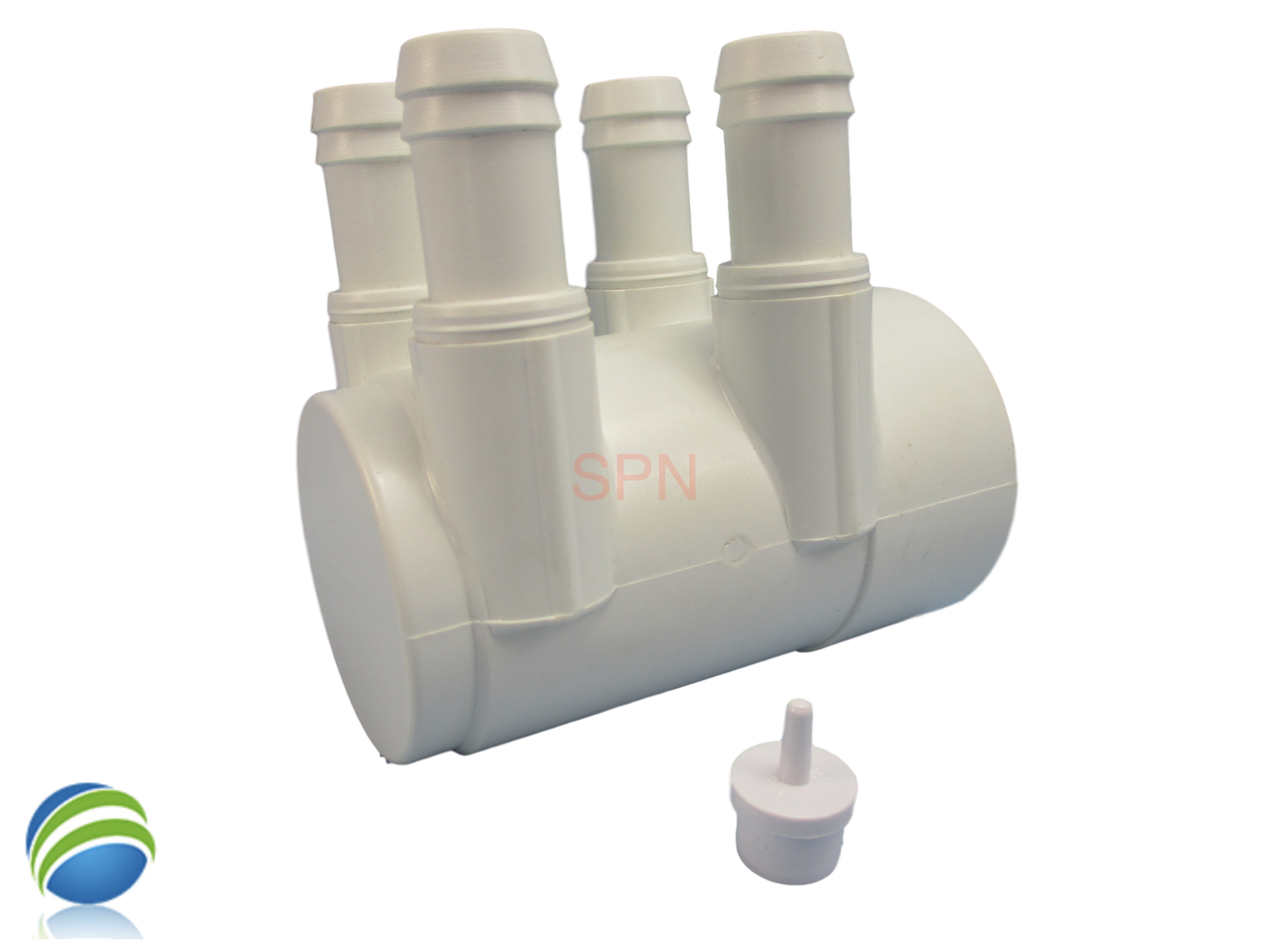 The manifold featured in this kit is Closed on one end the other end receives a 2" Pipe or fitting that would measure 2 3/8" OD..