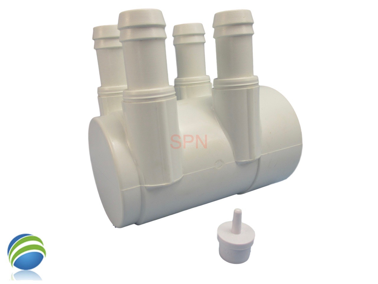 The manifold featured in this kit is Closed on one end the other end receives a 2" Pipe or fitting that would measure 2 3/8" OD..