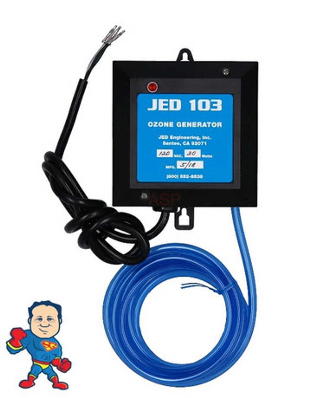 Ozonator, JED, Corona Discharge, 115V, w/4 Pin Amp Cord