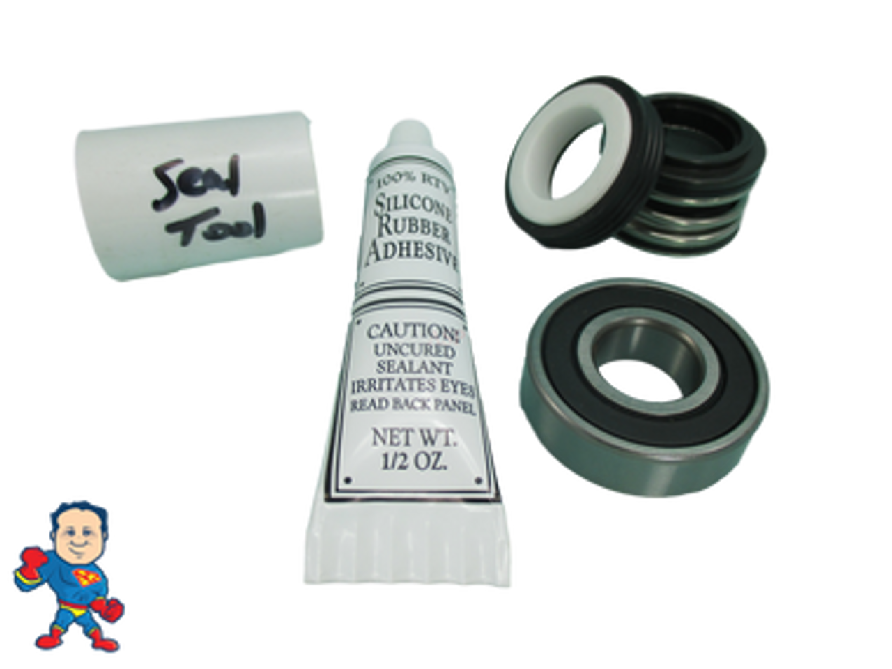 Pump Seal & (1) Bearing Kit with Silicon , Watkins, Piranha, Vendor Code 0108, 1.65hp, Wavemaster 7000