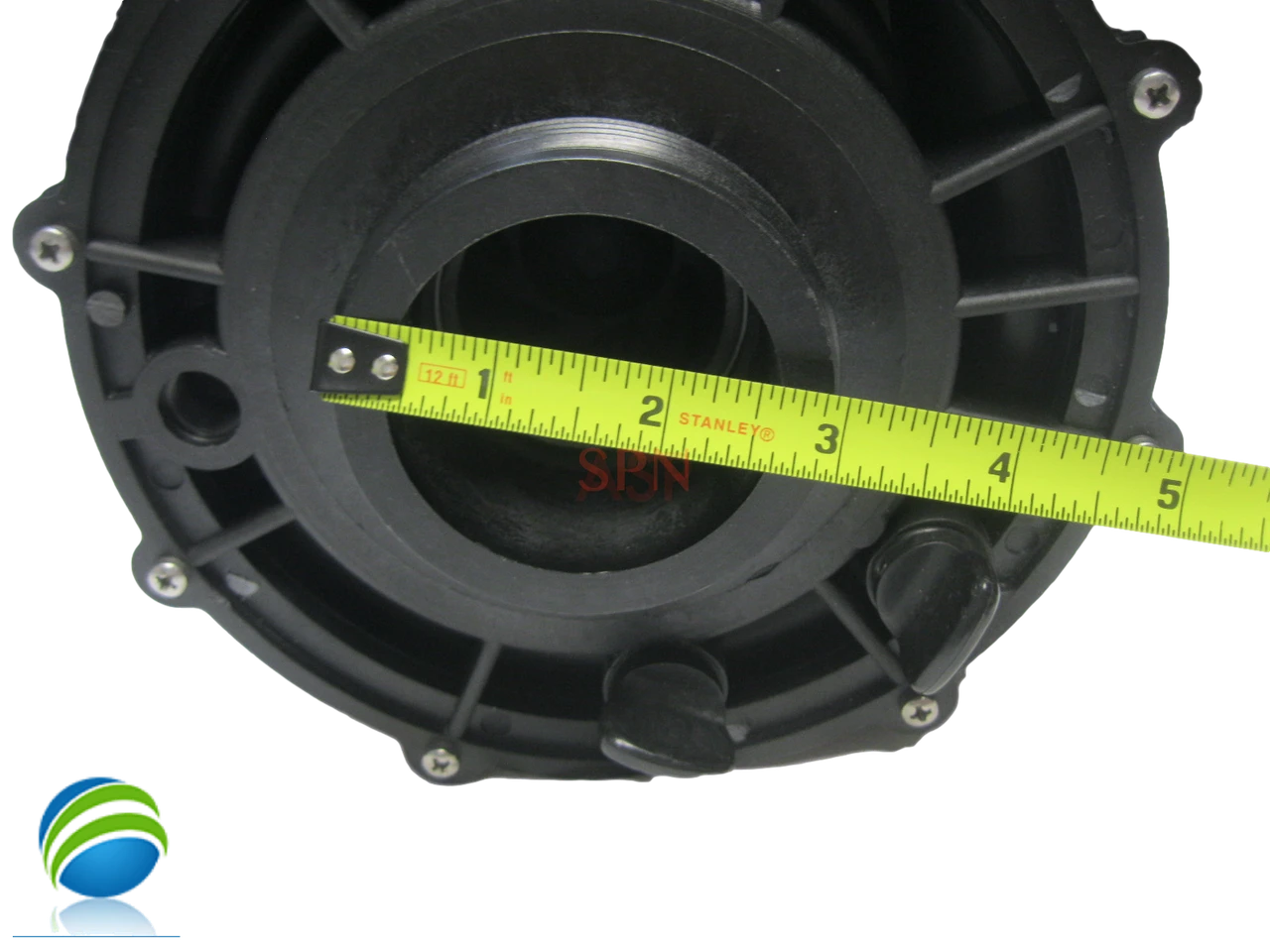 The Suction and Pressure side of this pump measures about 3" edge to edge across the threads..
