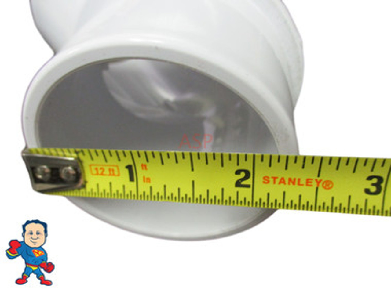 The Street side glues inside of a fitting it measures 2 3/8" OD. 45 Elbow Ell 2" Spigot x 2" Slip