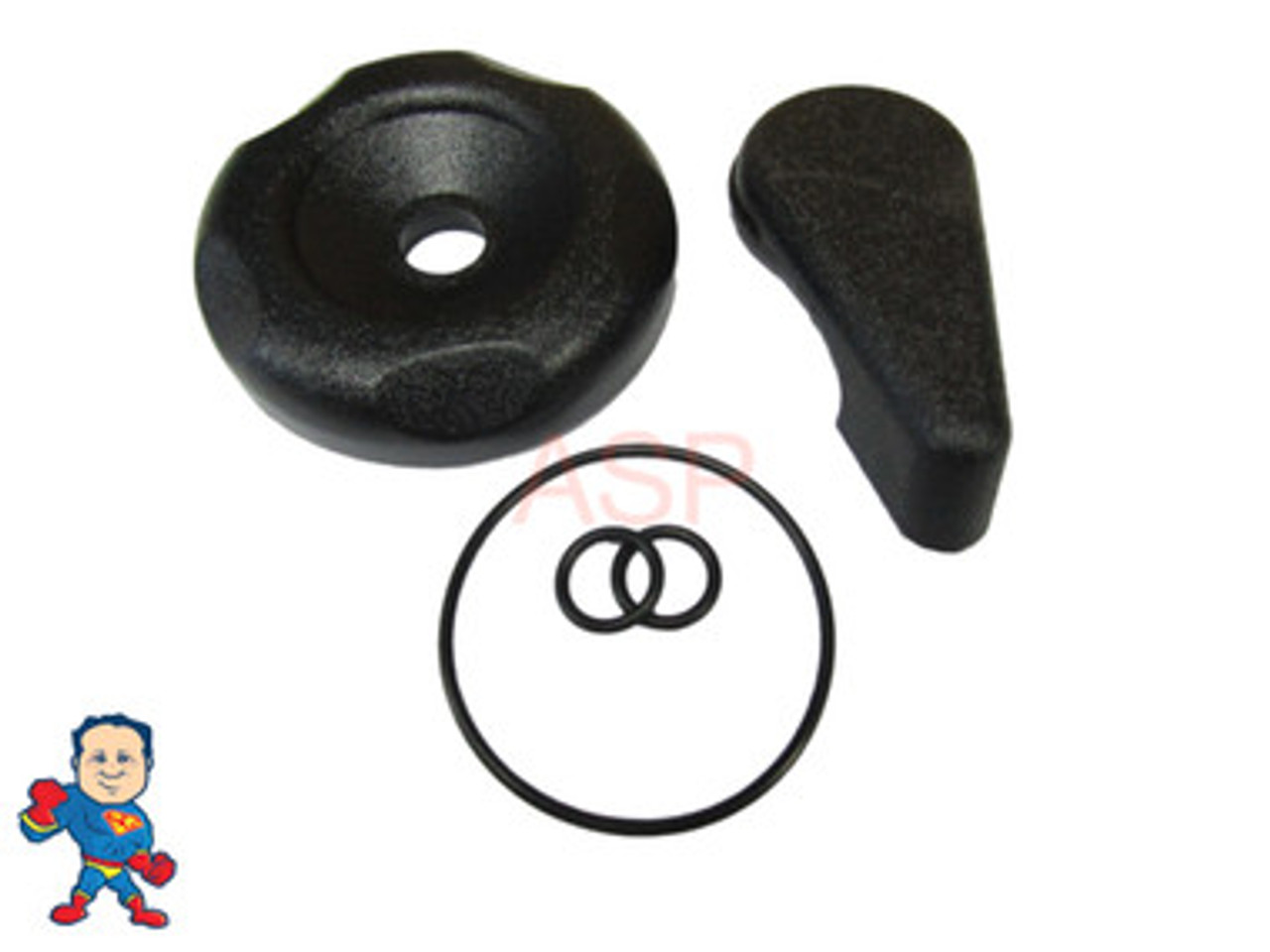 Waterway Buttress, Diverter Kit, O-ring Handle & Cap 3 5/8" Wide Black Textured 5 Scallop Video