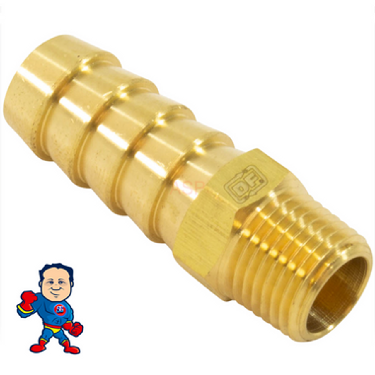 Barb Adapter, 1/8" Barb x  3/8"mpt, Brass