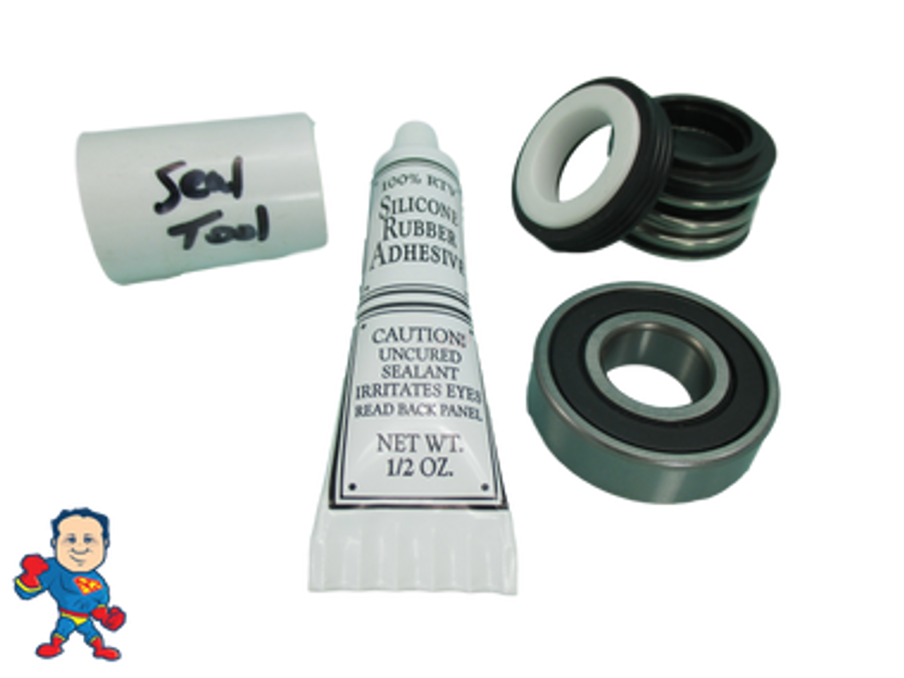 Pump Seal & (1) Bearing Kit with Silicon , Watkins, Vico, Vendor Code 0302, 1.65hp, Wavemaster