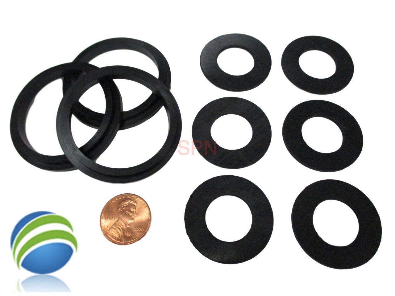 (3) Complete Set of (9) Gaskets (3) 2" Lip Gasket (6) 1" Thread Split Nut Gasket only for Air Union Saluspa Lay-Z-Spa™ Airjet™ "A" & "B/C" Couplings