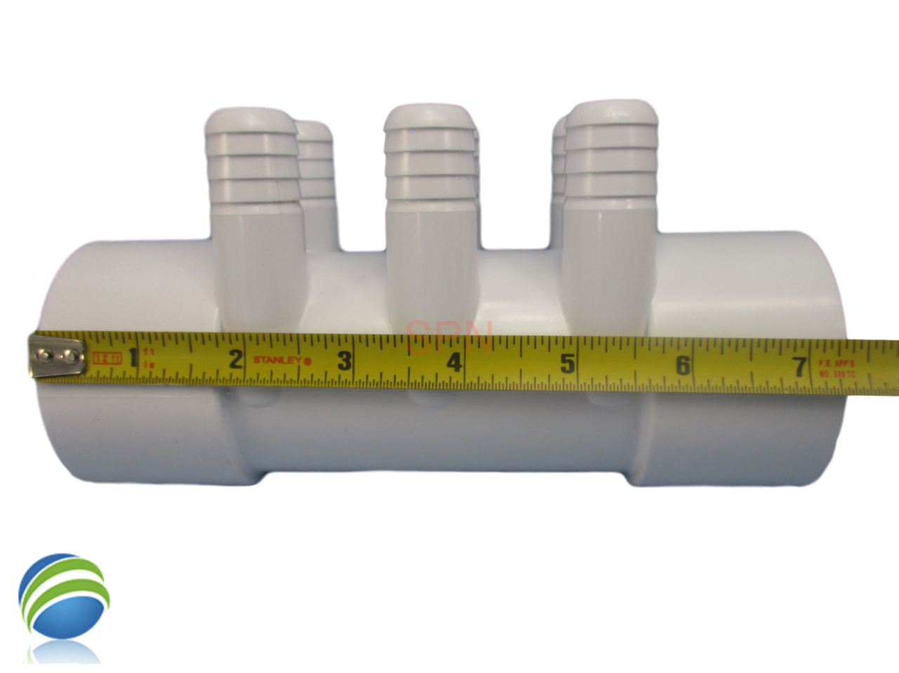The manifold featured in this kit is Open on both ends.. Each end receives a 2" Pipe or fitting that would measure 2 3/8" OD..