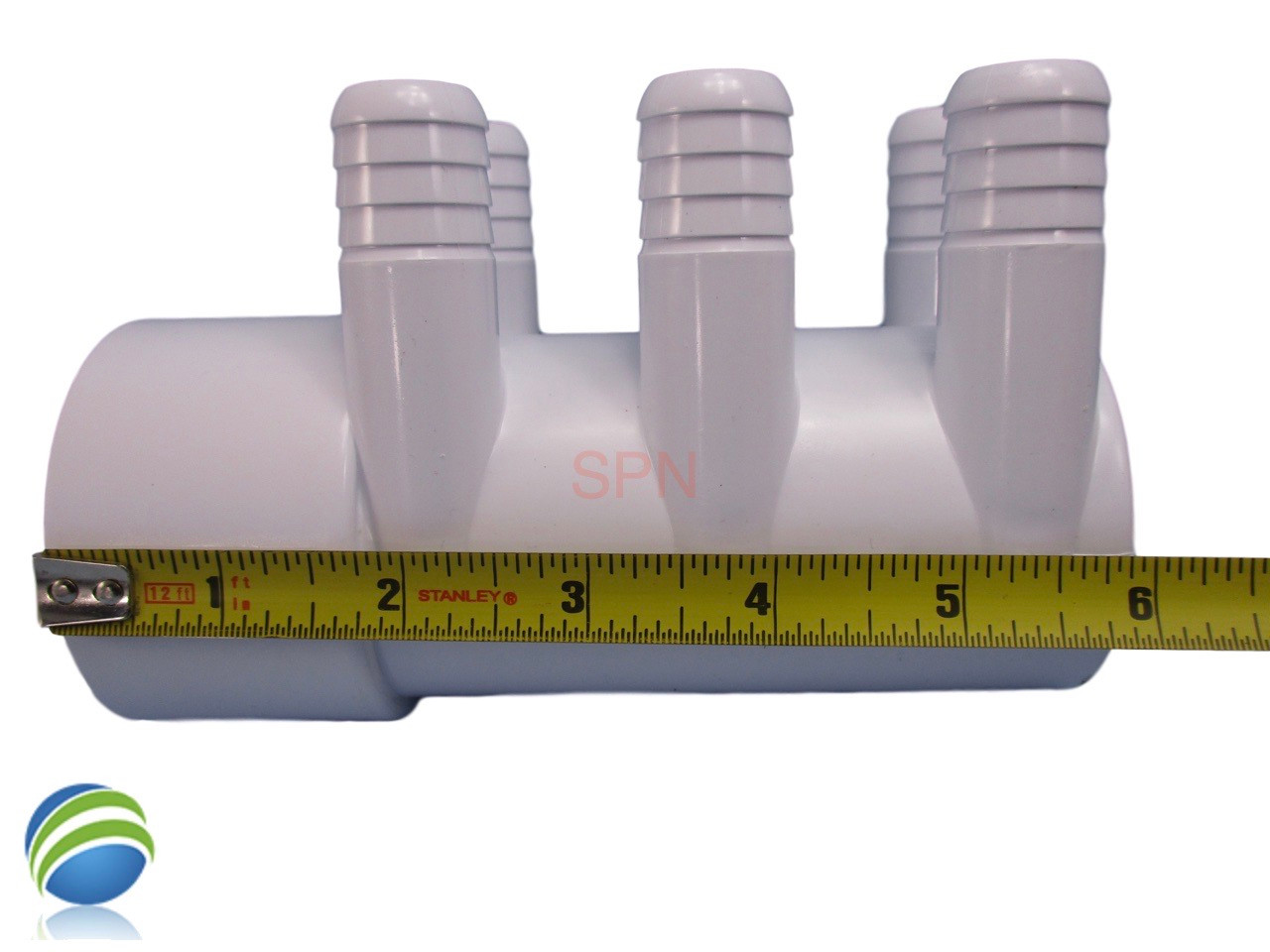 The Outside Diameter of the 3/4" barb where the tubing connects is ¾”.. The manifold featured in this kit is Closed on one end the other end receives a 2" Pipe or fitting that would measure 2 3/8" OD..