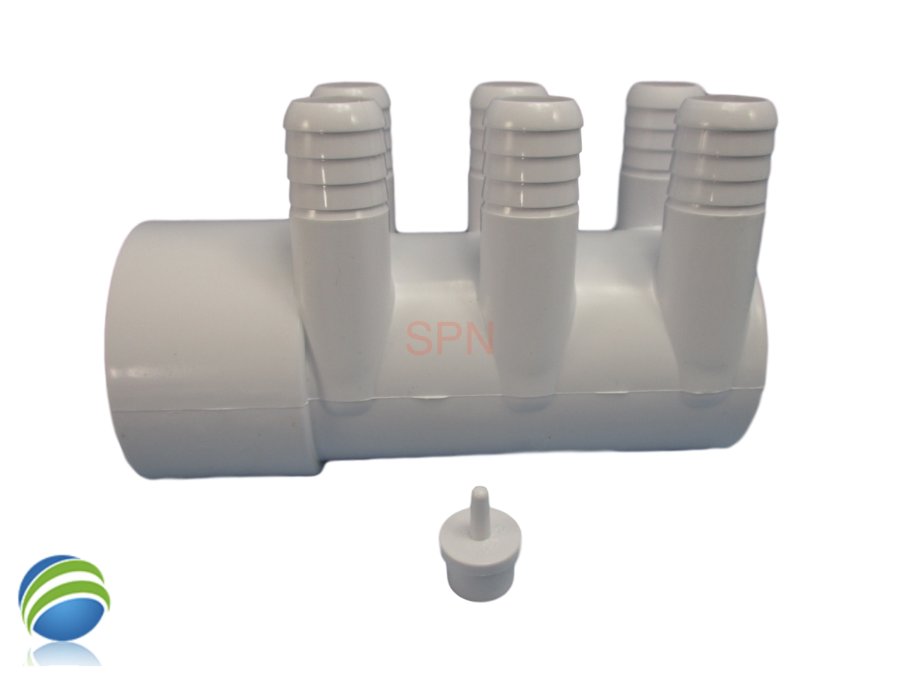 The manifold featured in this kit is Closed on one end the other end receives a 2" Pipe or fitting that would measure 2 3/8" OD..