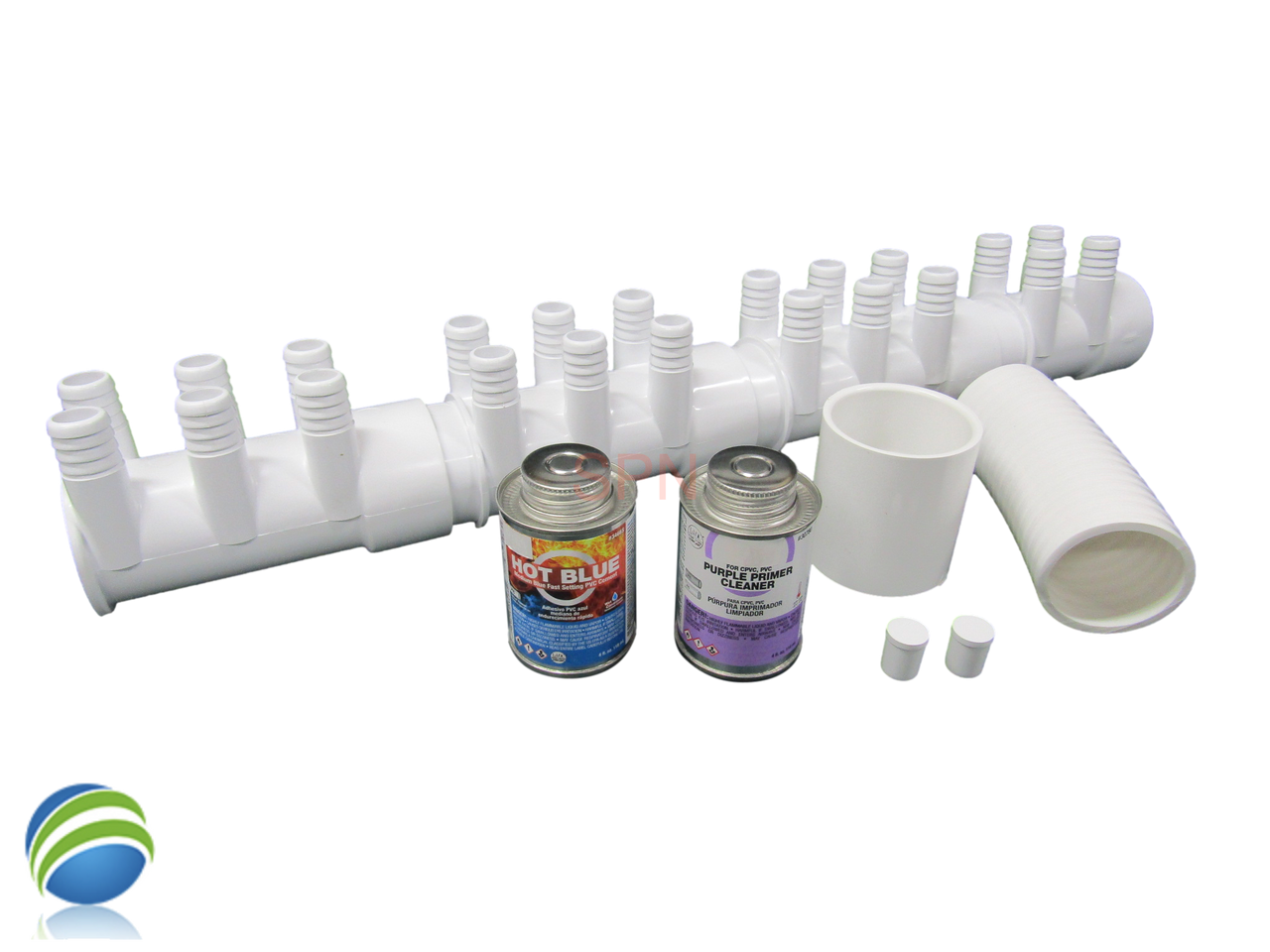 Water Manifold, Base Glue Kit,  2" with (22) 3/4" Outputs & Coupler Video How To