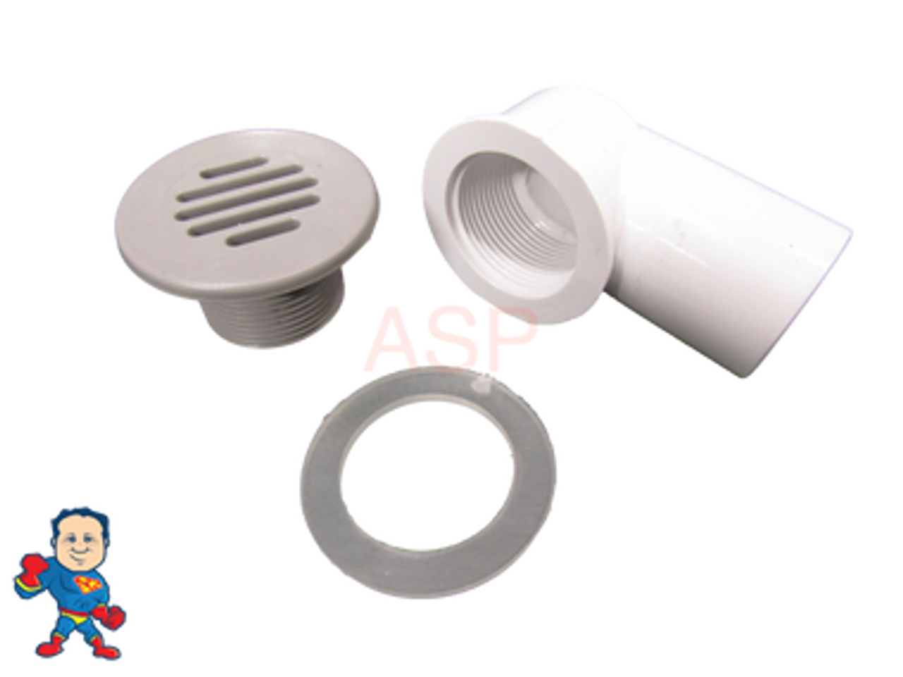 Lo-Profile Drain Assembly, 3/4" Slip or 1" Street, Gray, 1-15/16" Face Width with Silicone Kit