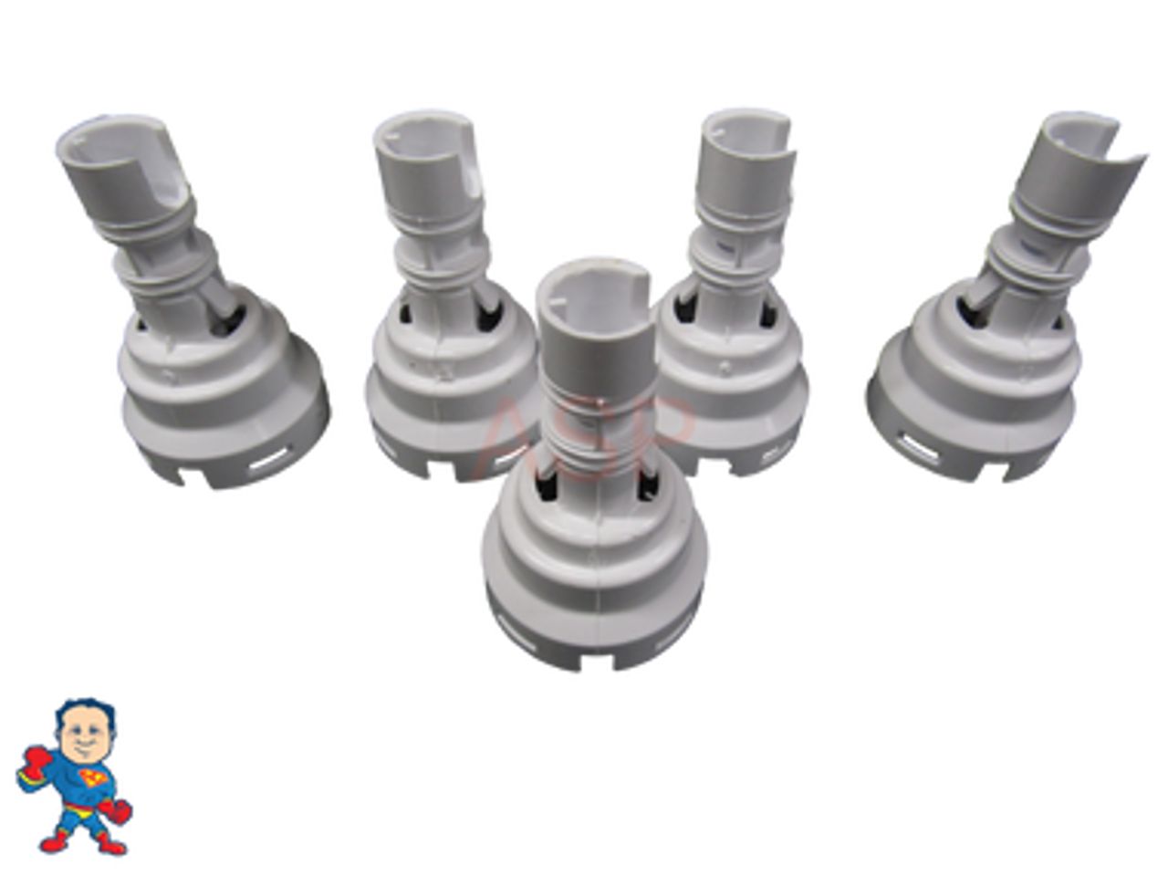 Set of (5) Diffusers, Poly Storm, Jet, Repair, 3 3/8" to 4", Face Width, Waterway, Back