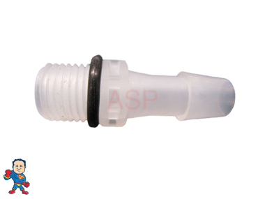 Barb Adapter with O-Ring, 3/8" Barb x 1/4" MPT Pump Wet End Face fits Waterway