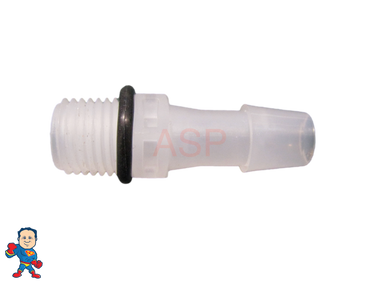 Barb Adapter with O-Ring, 3/8" Barb x 1/4" MPT Pump Wet End Face fits Waterway
