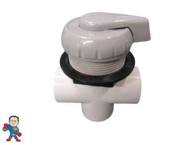 Small Diverter Valve, Hydro-Air,  Hydroflow, 1" Slip x 1" Slip x 1" Slip , 2 Port, Gray