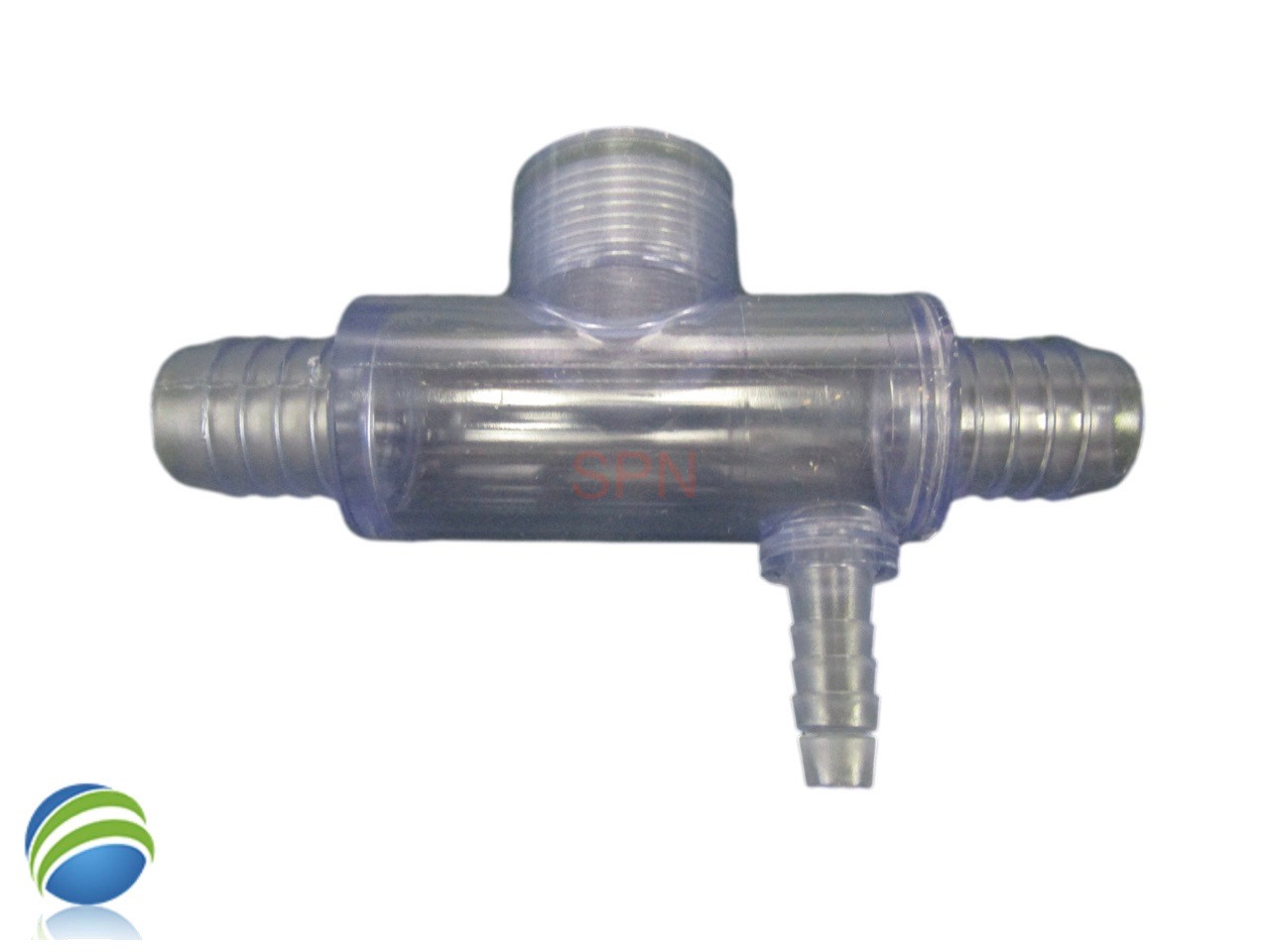 Flow Switch Tee Housing, Sundance and Jacuzzi Premium Replacement, 3/4" Barb x 3/4" Barb x 3/8" Barb