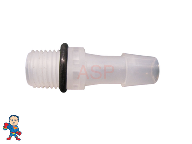 Barb Adapter with Silicone & O-Ring, 3/8" Barb x 1/4" MPT Pump Wet End Face fits Waterway