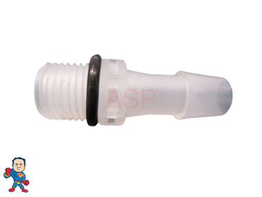 Barb Adapter with Silicone & O-Ring, 3/8" Barb x 1/4" MPT Pump Wet End Face fits Waterway