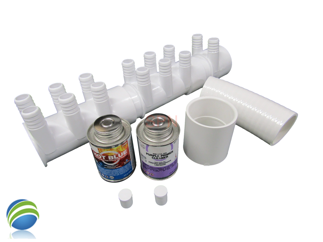 Water Manifold, Base Glue Kit,  2" with (14) 3/4" Outputs & Coupler Video How To