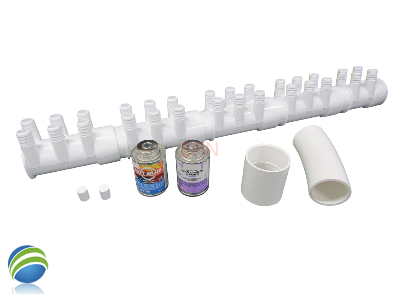 Water Manifold, Base Glue Kit,  2" with (28) 3/4" Outputs & Coupler Video How To