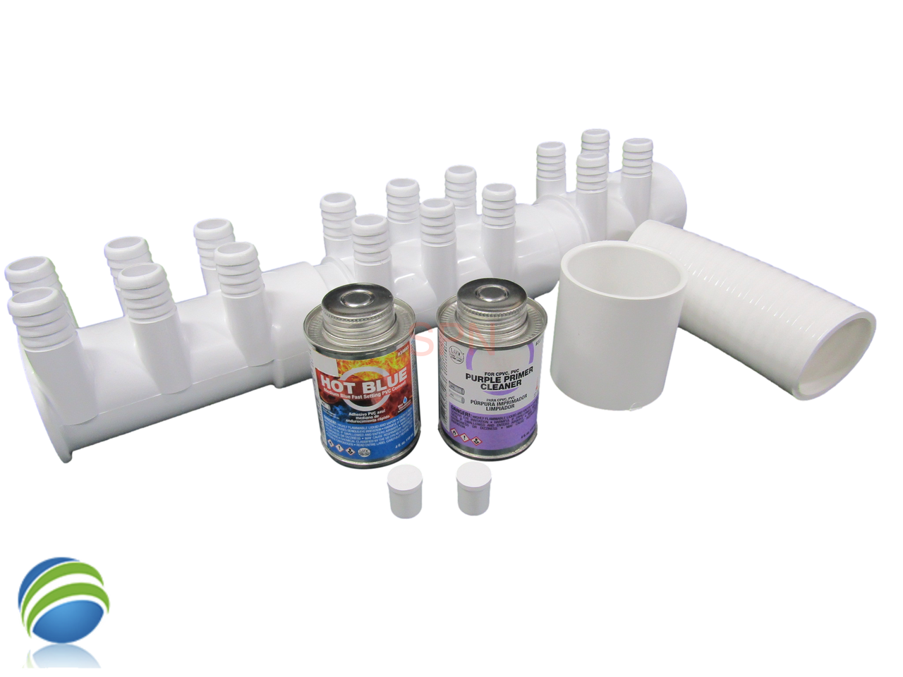 Water Manifold, Base Glue Kit,  2" with (16) 3/4" Outputs & Coupler Video How To