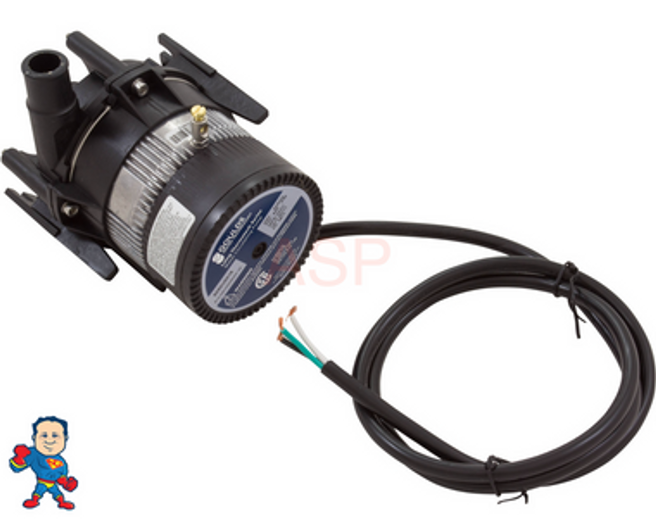 Pump, Circulation, Laing E-10, 230v, 3/4" Barb, Jacuzzi or Sundance
This is a 3 wire system on the pump Black/Hot, White/Hot and Green/Ground.